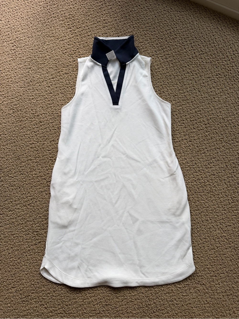 all in motion White Sleeveless Mini Dress with Navy Collar